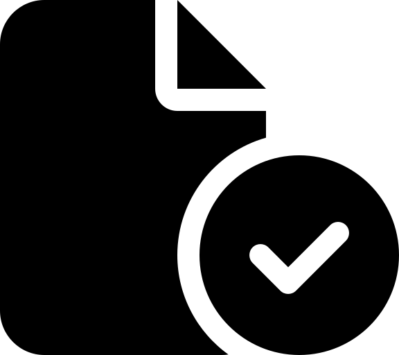 Black document with check icon