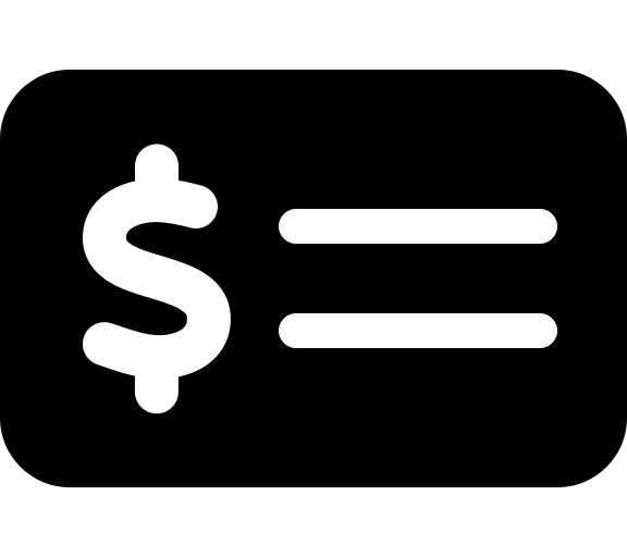 Black check with dollar sign icon